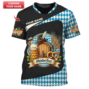 3D Full Print Oktoberfest T-Shirts Personalized Name Gift For Beer Lovers, All Over Printed