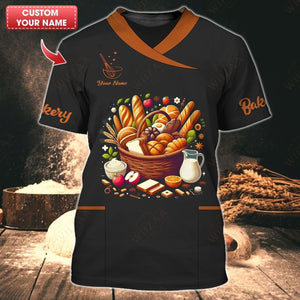 Camiseta de panadero personalizada: pan artesanal colorido y variedad de ingredientes