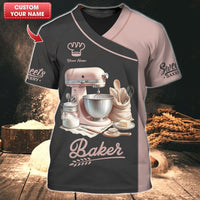 Personalized Baker Shirt - Traditional Mixer & Tools with Delicate Pastry Sleeve Accents