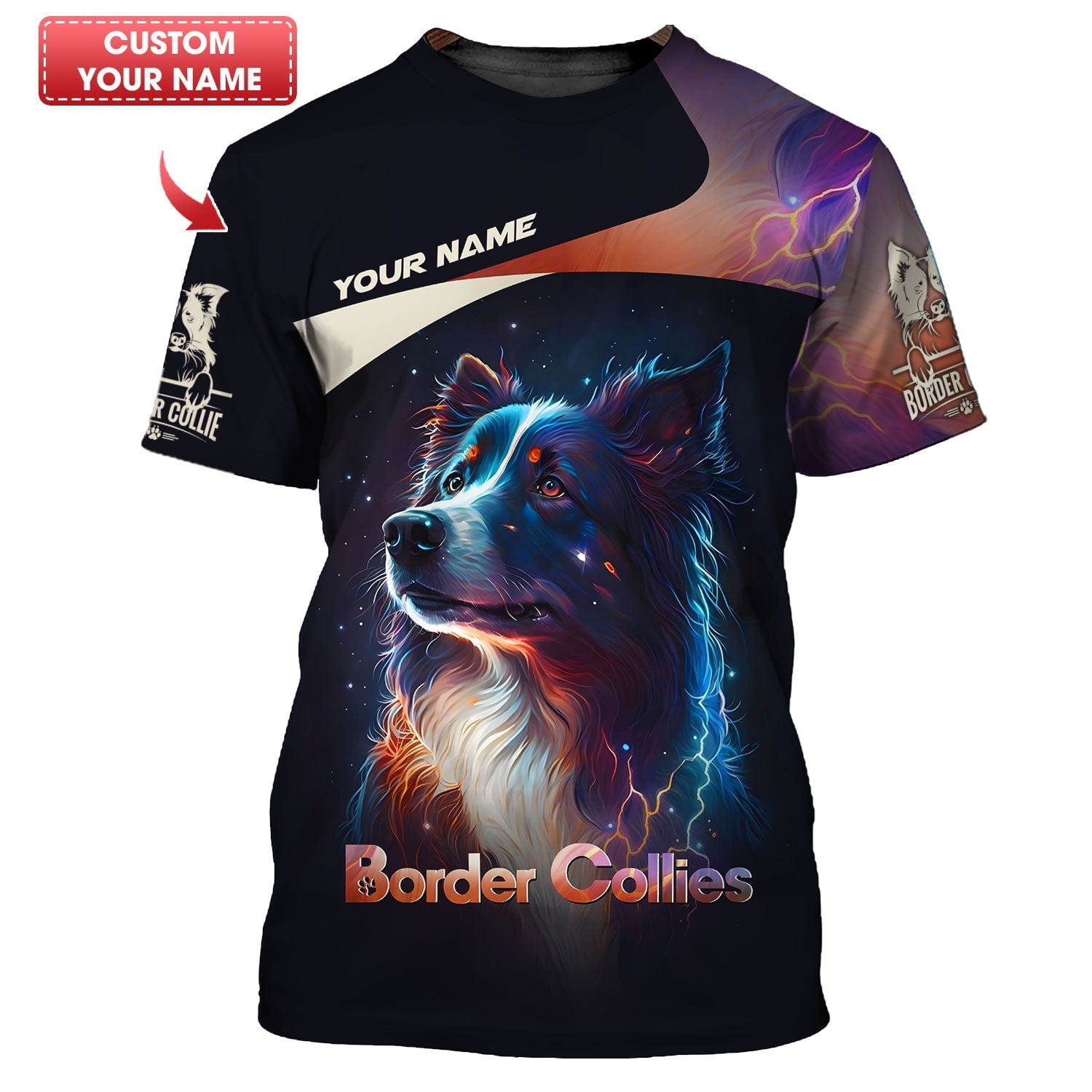 Border Collie With Galaxy Color Custom T-Shirts Border Collie 3D Shirt Gift For Dog Lover, All Over Printed