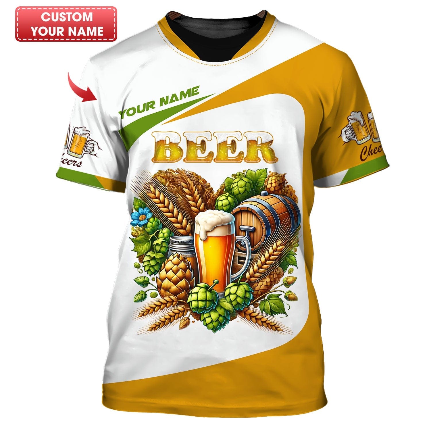 Beer Heart Custom Name 3D Shirt Personalized Gift For Beer Lovers, All Over Printed