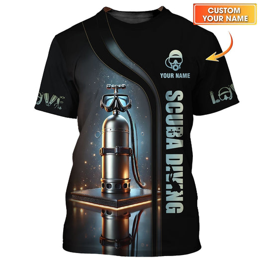 3D Full Print Scuba Mark With Dive Tank T-Shirts Personalized Name, All Over Printed