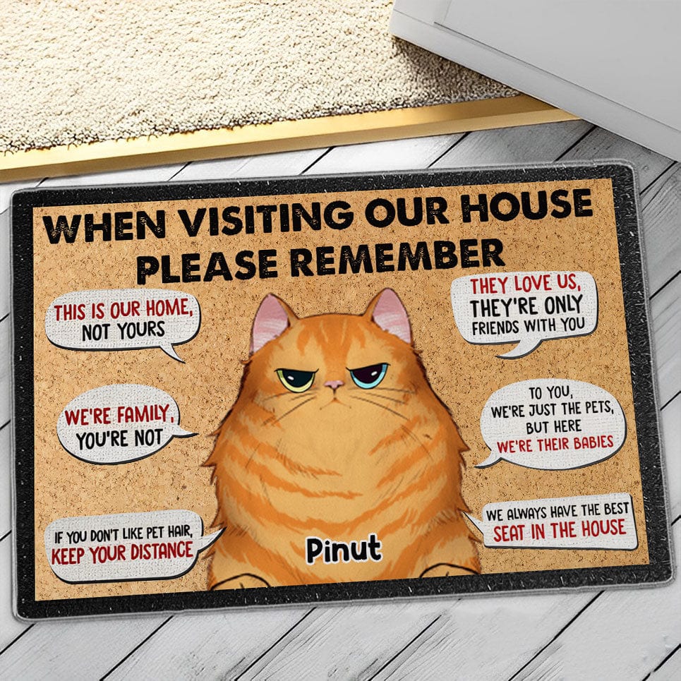Personalized Cat Doormat - When Visiting Our House Please Remember