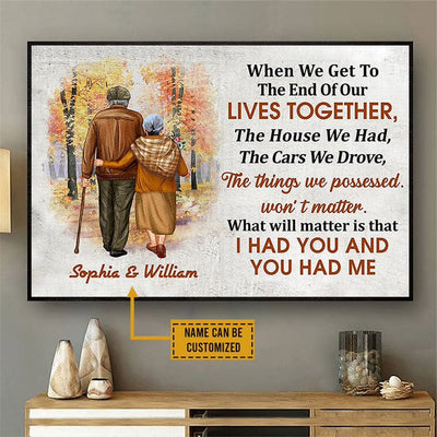 Personalized Elderly Couple Love Journey Canvas - End of Our Lives Together Custom Wall Art