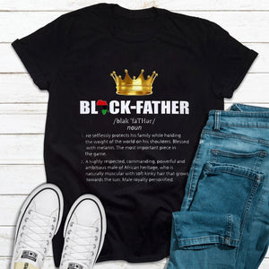 Black Father Definition Noun Gold Crown, African American Father's Day T-Shirt