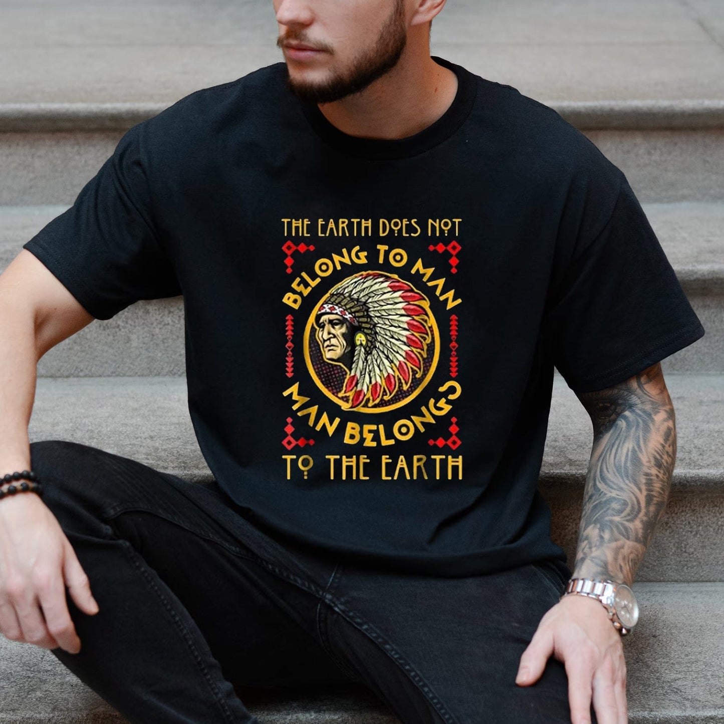 La Tierra no pertenece al hombre, camisetas de los nativos americanos