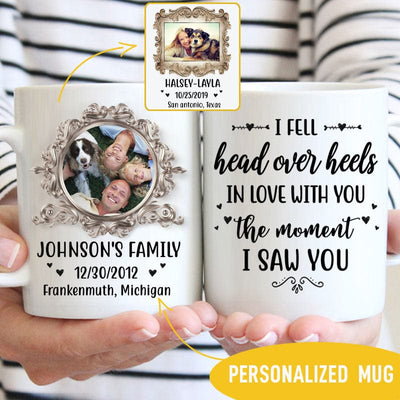Personalized Dog Lover Mug - I Feel Heart Over Heels In Love With You