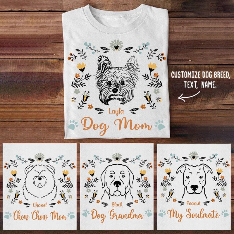 Personalized Dog Lover Shirt - Dog and Your Relationship in Flower Frame