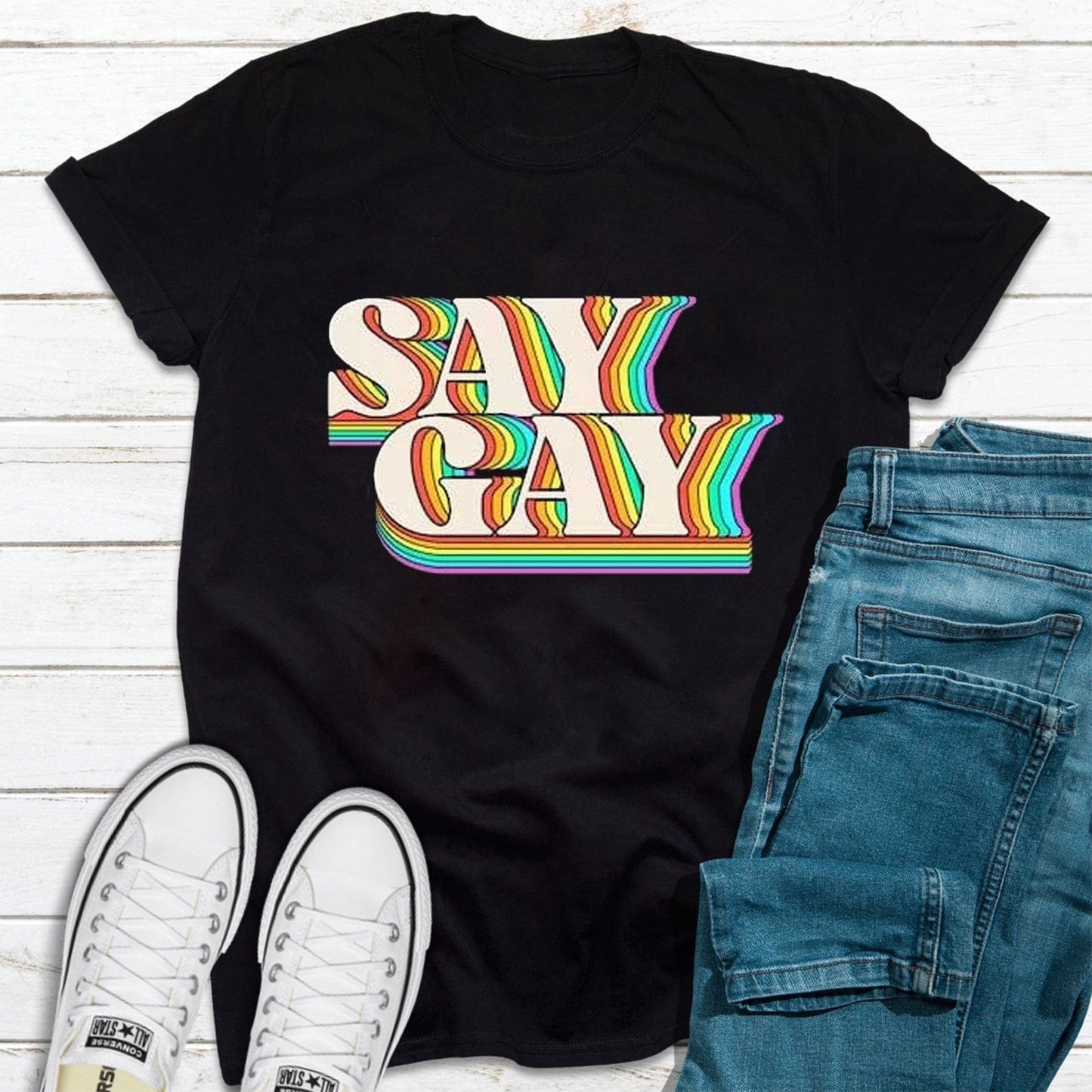 Camiseta LGBT con mensaje "Orgullo Gay"