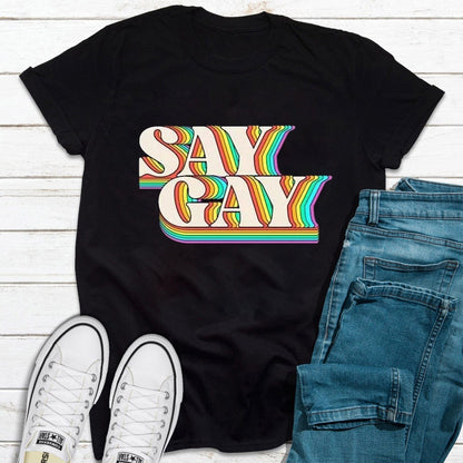 Camiseta LGBT con mensaje "Orgullo Gay"