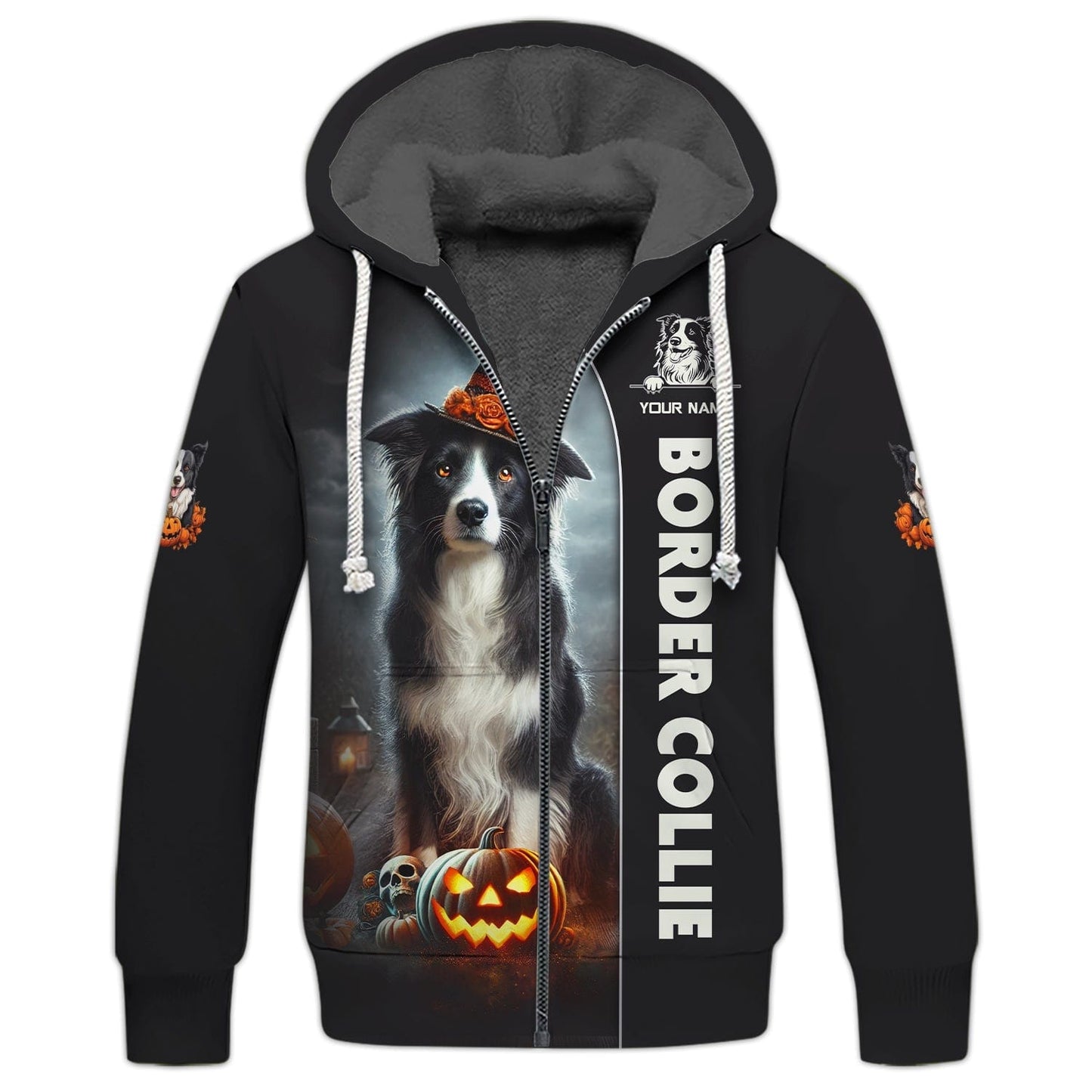 Border Collie Custom Name 3D Shirt Happy Halloween Gift For Dog Lovers, All Over Printed
