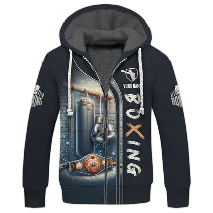 Boxing Personalized Name 3D Zipper Hoodie Custom Gift For Boxer Lovers, All Over Printed