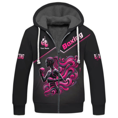 3D Full Print Boxing Girl Fight T-Shirts Personalized Name Gift For Boxing Lovers, All Over Printed