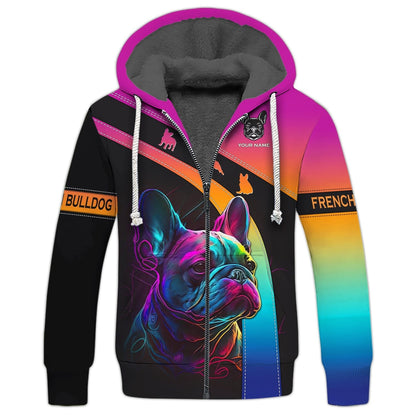 3D Full Print Vibrant French Bulldog T-Shirt Personalized Name Gift For Dog Lovers, All Over Printed