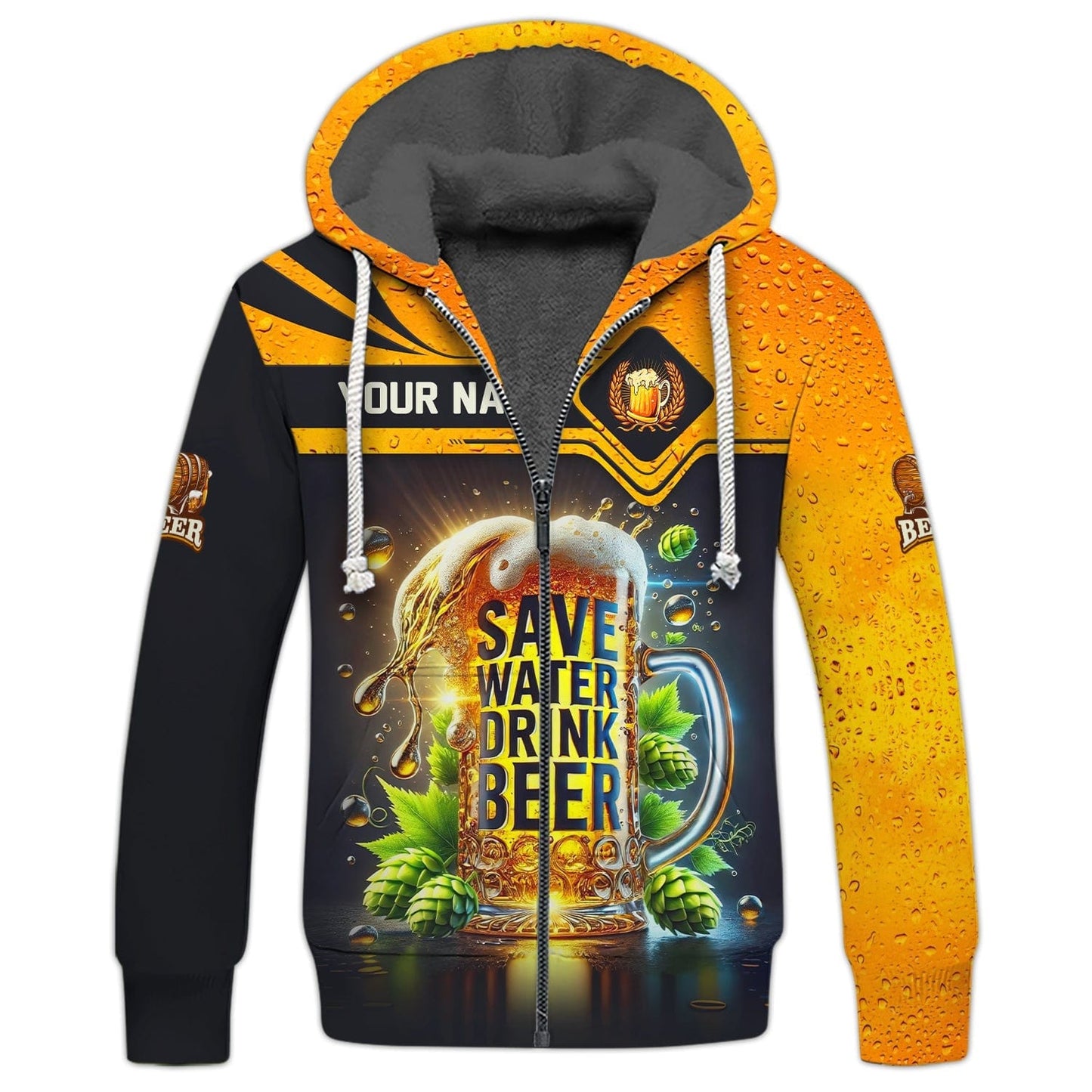 Save Water Drink Beer Personalized Name Shirt Custom Gift For Beer Lovers, All Over Printed
