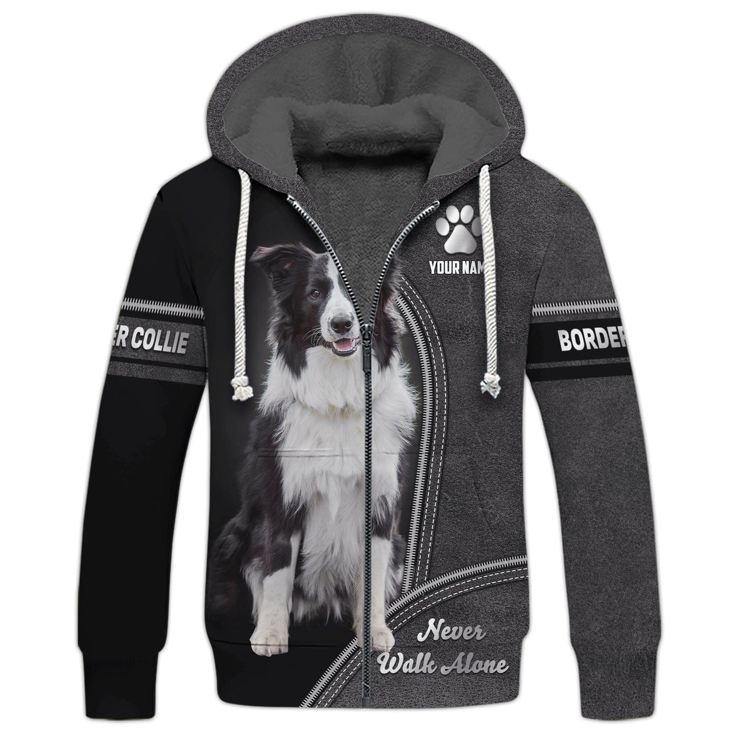 Border Collie Never Walk Alone Custom T-Shirts Border Collie 3D Shirt Gift For Dog Lover, All Over Printed