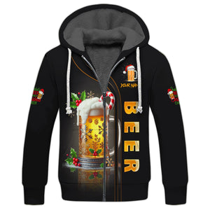 Unisex Christmas Beer Mug T-Shirt Personalized Name T-Shirt for Beer Lovers, All Over Printed