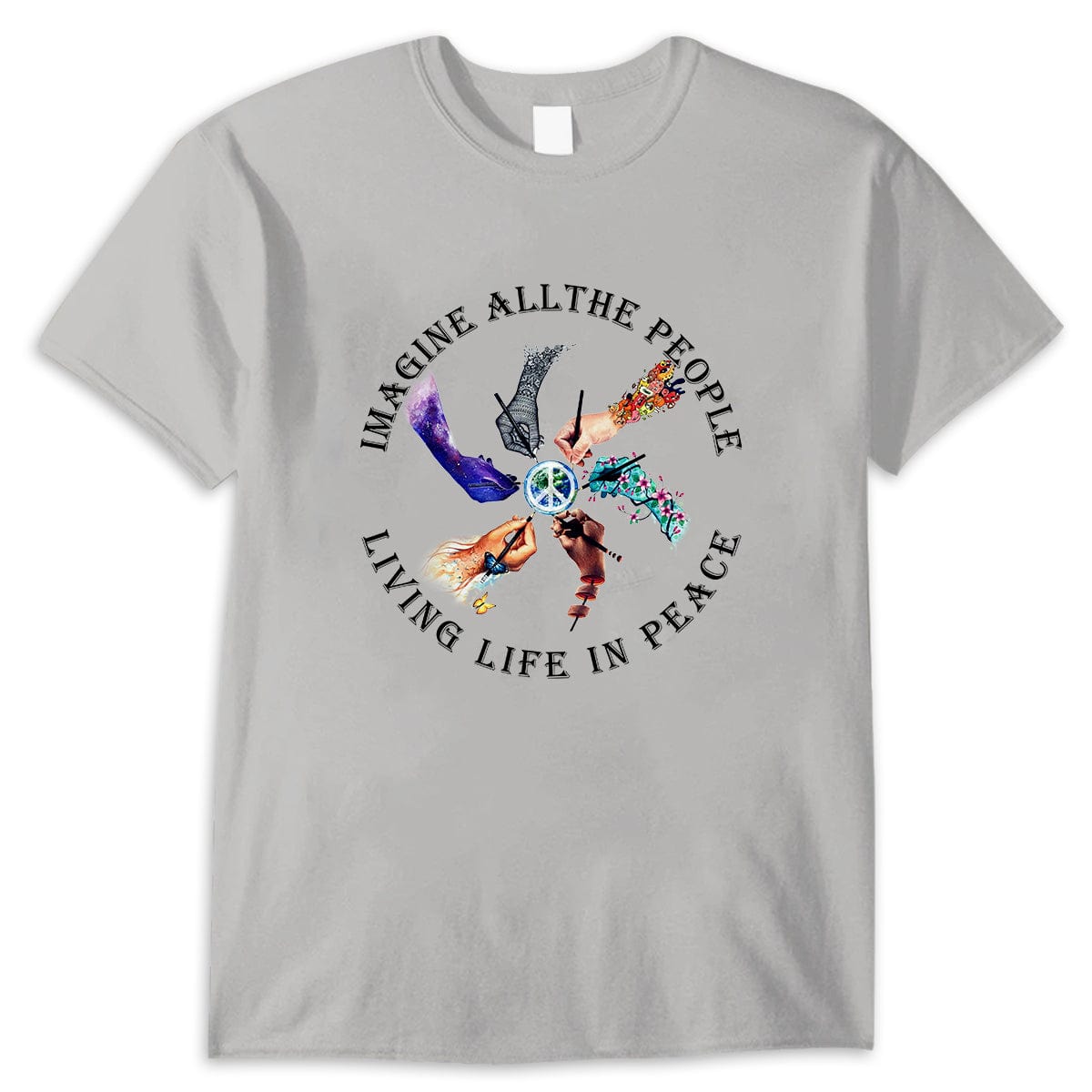 Camiseta hippie Imagina a toda la gente viviendo la vida en paz