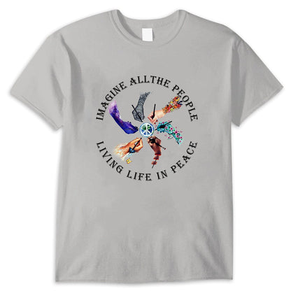 Camiseta hippie Imagina a toda la gente viviendo la vida en paz