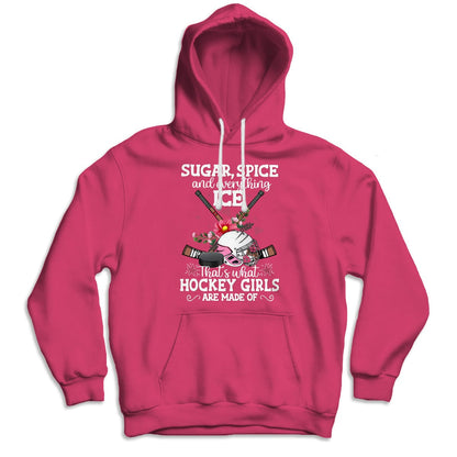 Sudadera con capucha de hockey juvenil Sugar Spice Everything Ice That's What Are Hockey Girl Made Of, camiseta de hockey sobre hielo