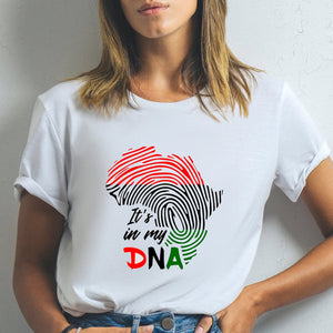 Está en mi ADN Camiseta nativa de África, camisetas africanas con huellas dactilares, mapa de África, historia negra