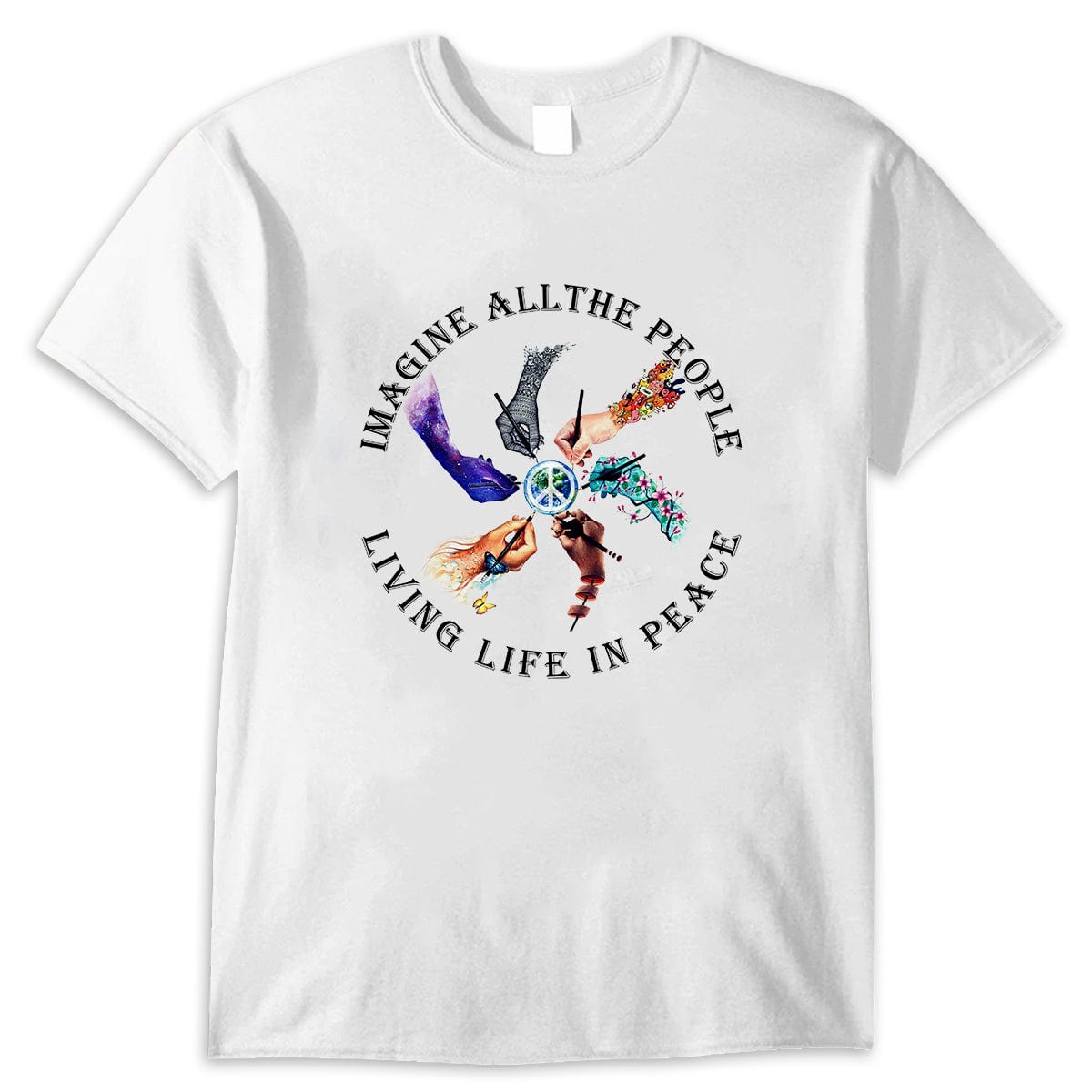 Camiseta hippie Imagina a toda la gente viviendo la vida en paz