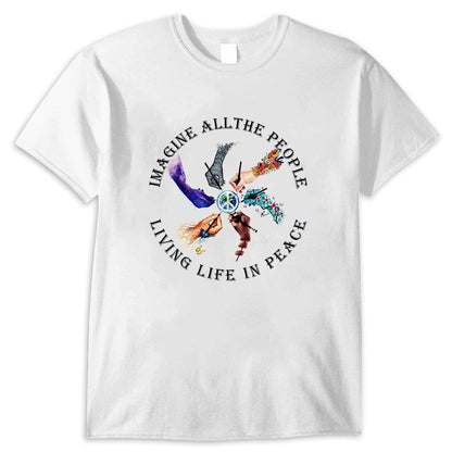 Camiseta hippie Imagina a toda la gente viviendo la vida en paz