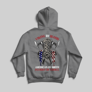 Patriotic Shirts For Men Viking By Blood, American By Birth, Patriot By Choice, Patriotic American Shirts