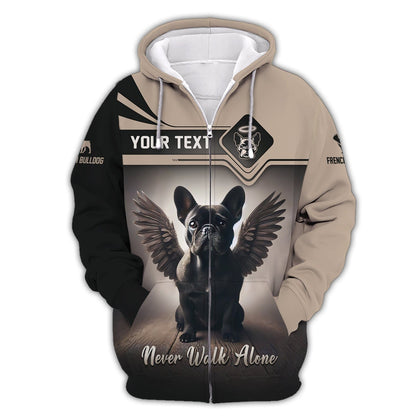 French Bulldog Custom Shirts Never Walk Alone 3D Shirt Gift For Dog Lovers, All Over Printed