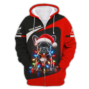 French Bulldog Merry Christmas Custom Name 3D Shirt Gift For Dog Lover, All Over Printed