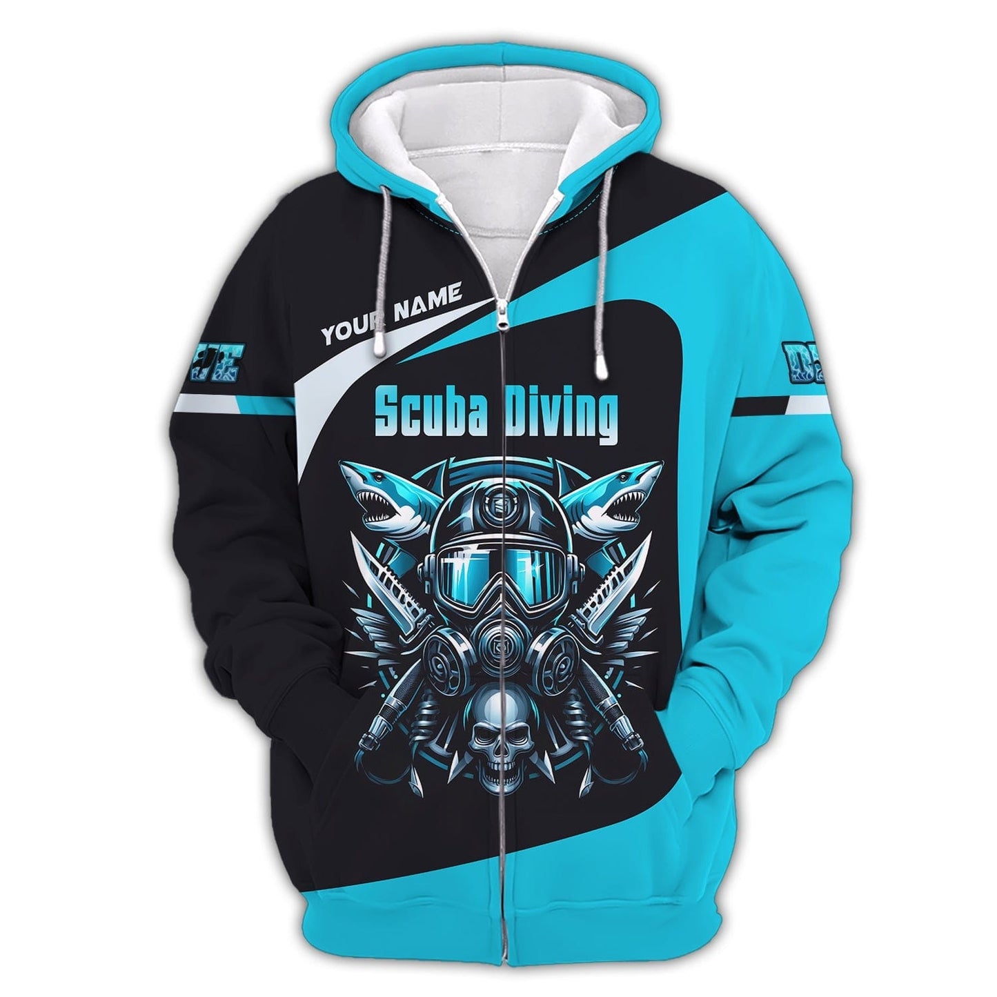 3D Full Print Scuba Diving T-Shirt Deep Sea Adventure Personalized Name Gift For Diver Lovers, All Over Printed