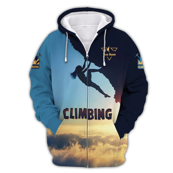 Climbing With Sunset Custom T-Shirts Gift For Climbing Lovers 3D Shirt