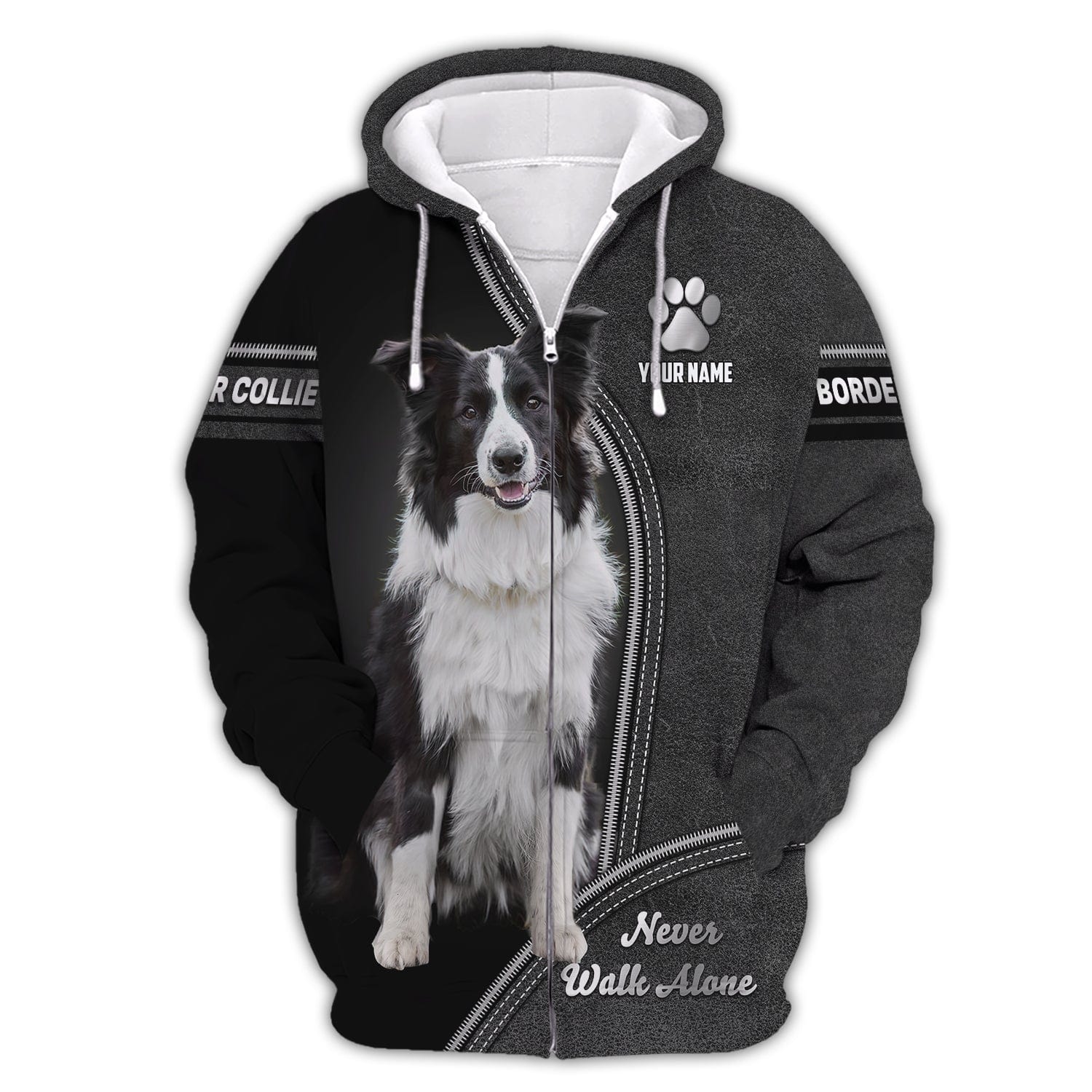 Border Collie Never Walk Alone Custom T-Shirts Border Collie 3D Shirt Gift For Dog Lover, All Over Printed