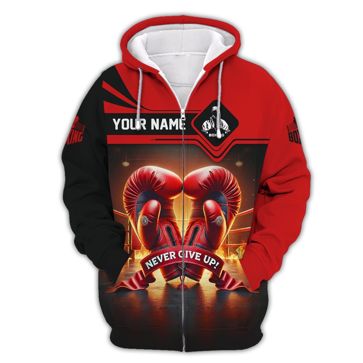 Boxing Custom Name Never Give Up 3D Shirt Personalized Gift For Boxer Lovers, All Over Printed