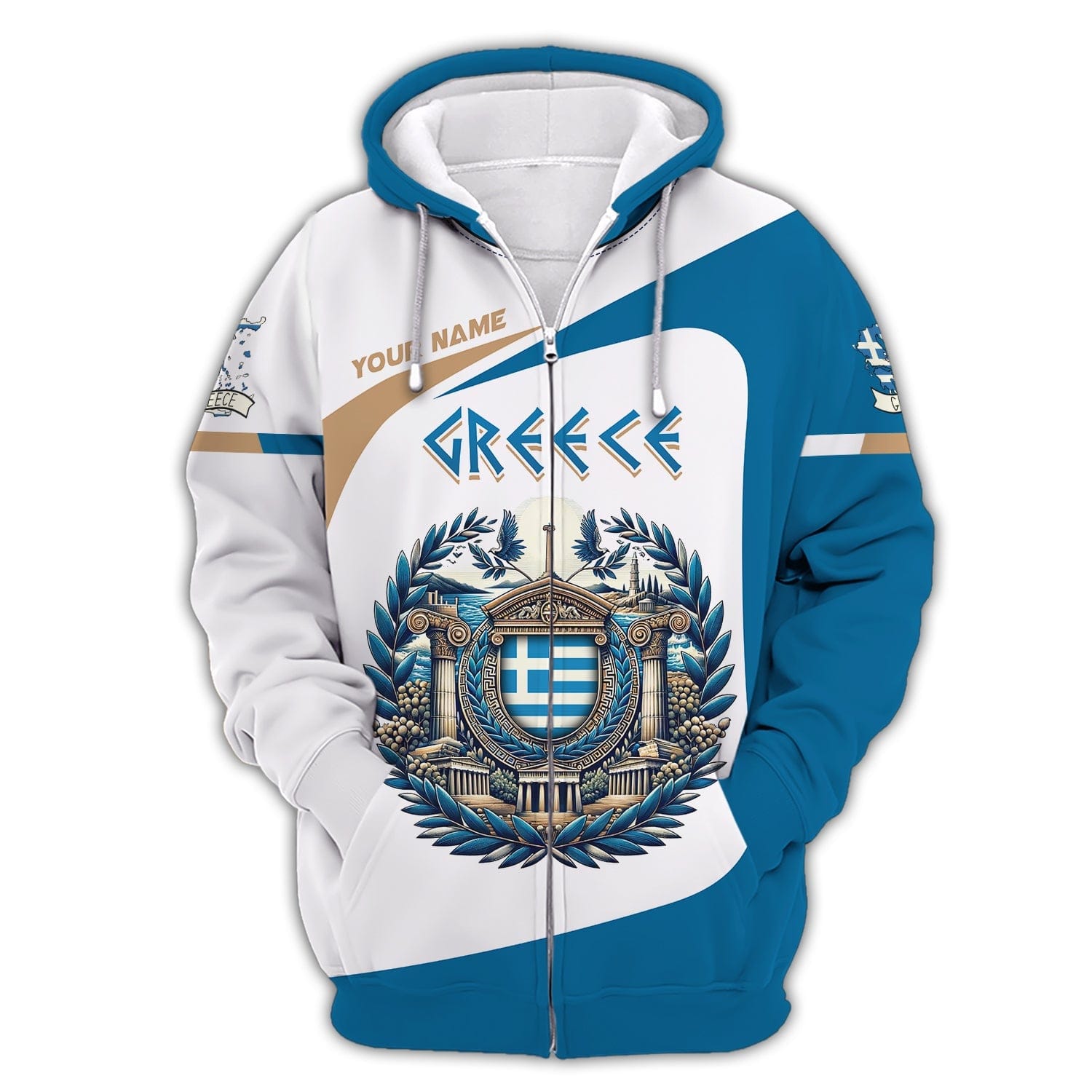 Coat Of Arms Greek Custom T- Shirts Gif For Greece Lover 3D Shirt, All Over Printed