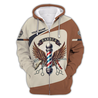 3D Full Print Barber Tools T-Shirts Personalized Name Gift For Barber Lovers, All Over Printed