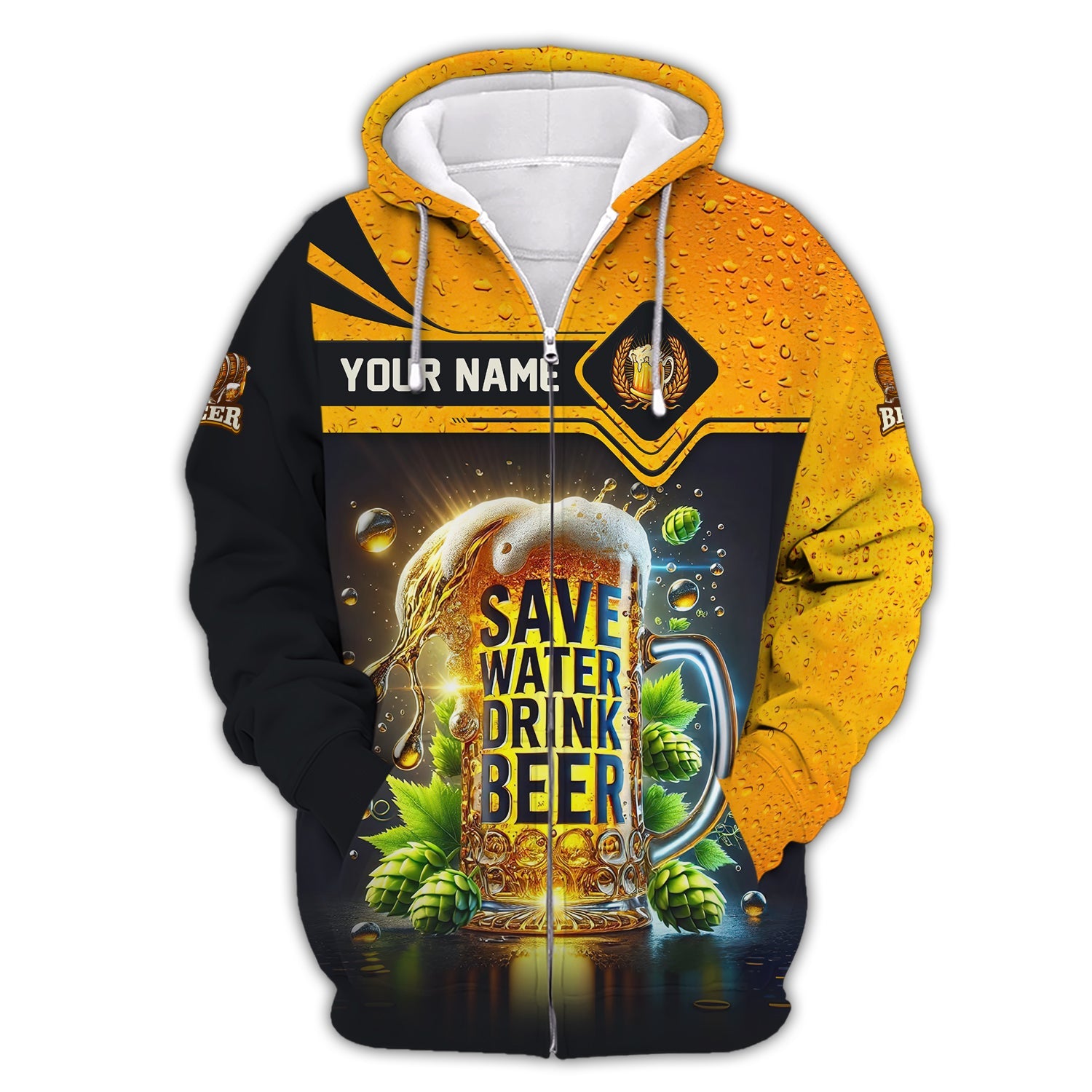 Save Water Drink Beer Personalized Name Shirt Custom Gift For Beer Lovers, All Over Printed