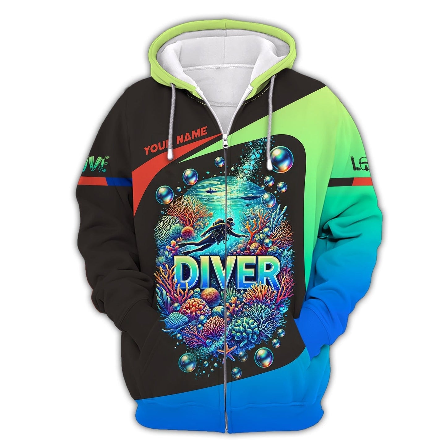 Scuba Diving Custom Name 3D Shirt Diving Into The Ocean Personalized Gift For Diver Lovers, All Over Printed