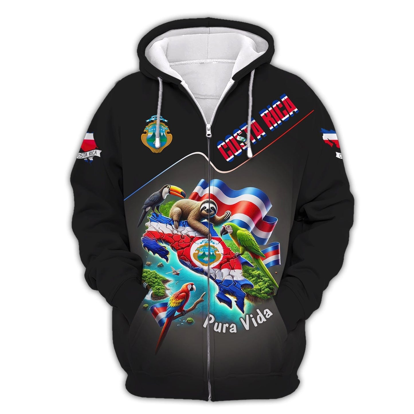 Pura Vida 3D Full Print Map Of Costa Rica Shirts, All Over Printed