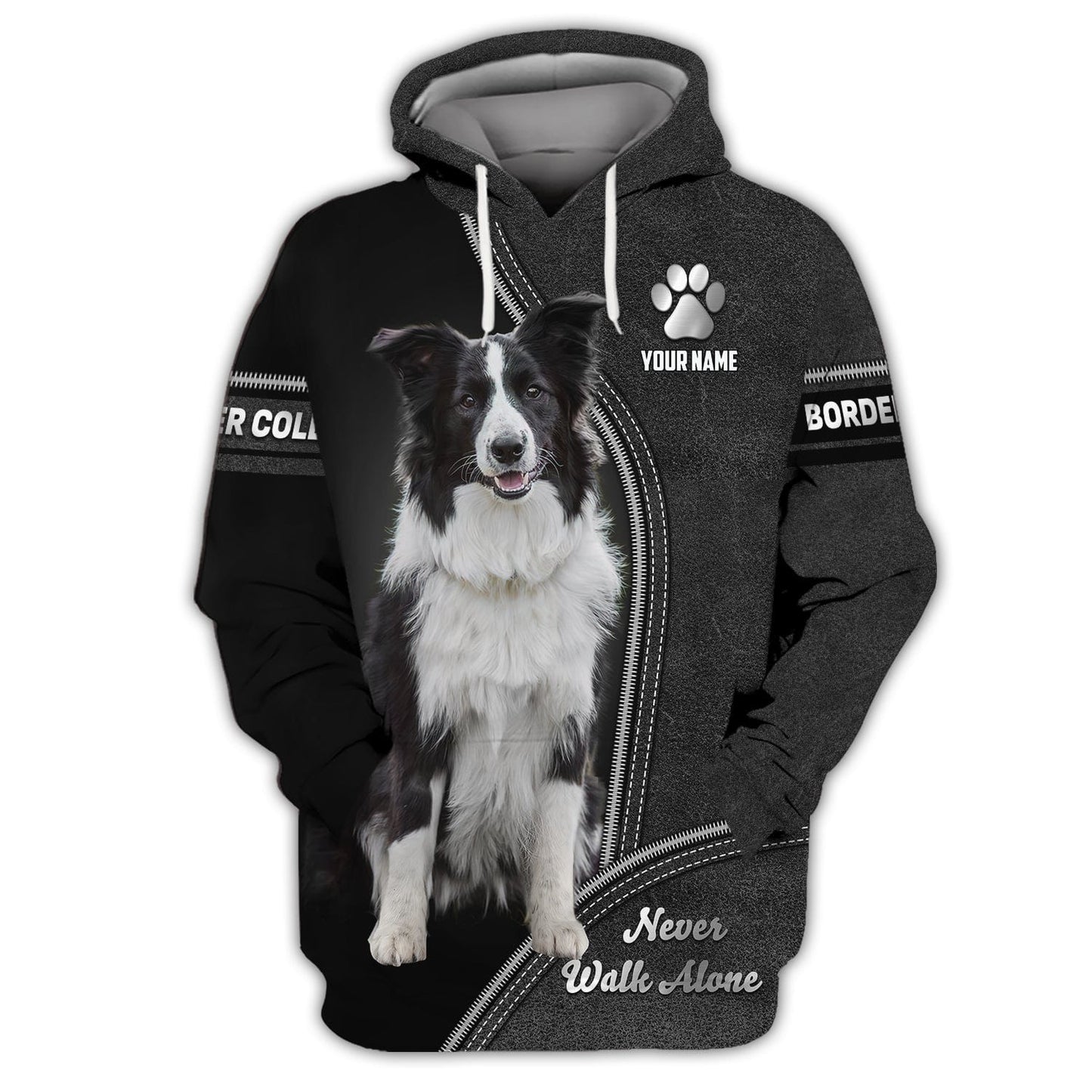 Border Collie Never Walk Alone Custom T-Shirts Border Collie 3D Shirt Gift For Dog Lover, All Over Printed