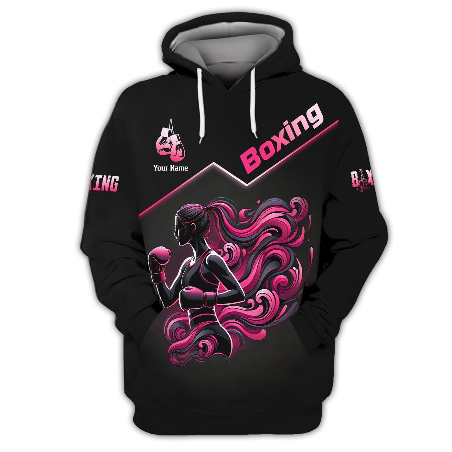 3D Full Print Boxing Girl Fight T-Shirts Personalized Name Gift For Boxing Lovers, All Over Printed