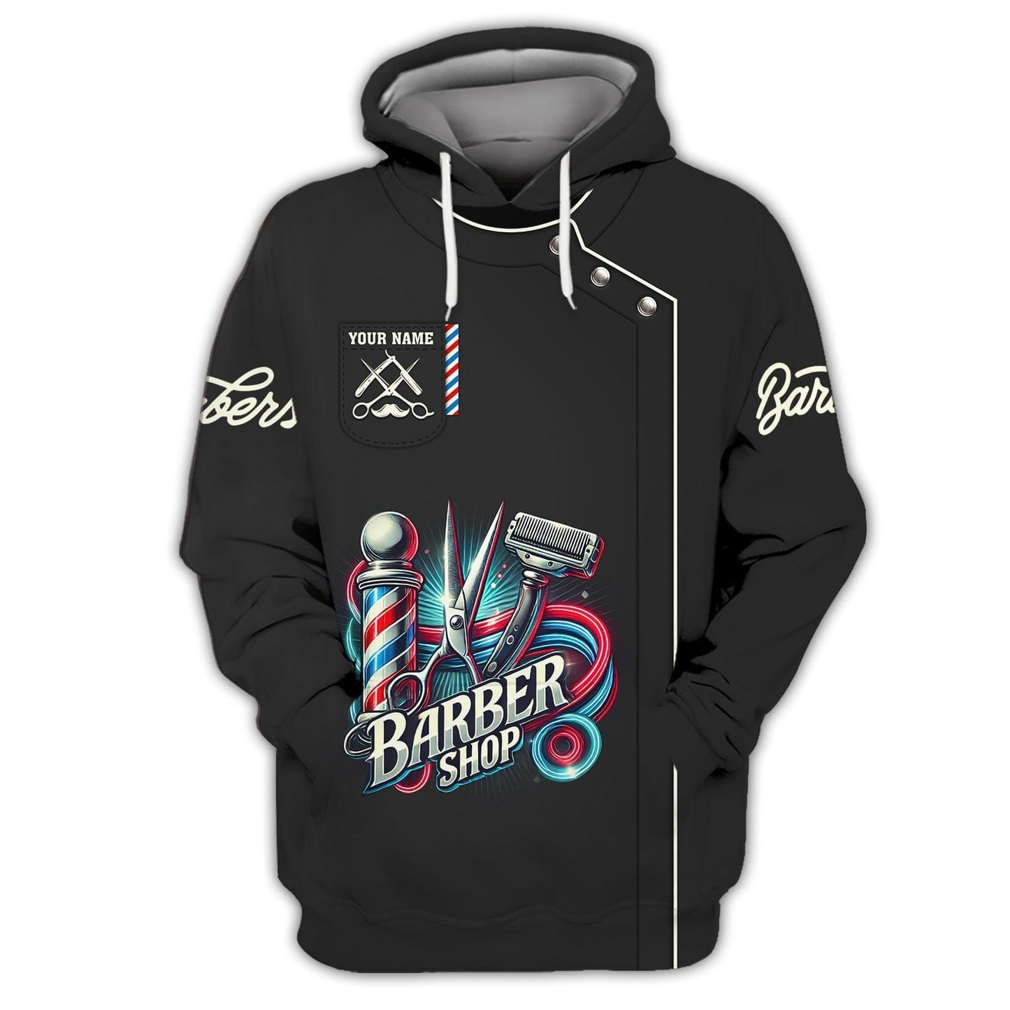 Colorful Barber Tools Custom Name 3D T-Shirts Barber Shop Shirt Gift For Barber Lovers, All Over Printed