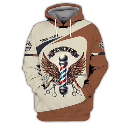 3D Full Print Barber Tools T-Shirts Personalized Name Gift For Barber Lovers, All Over Printed