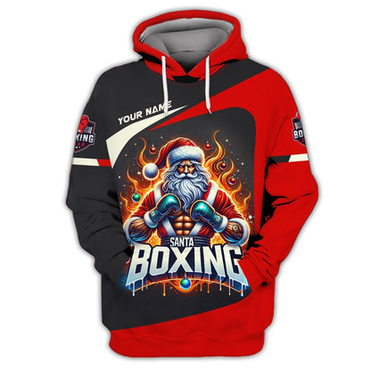 3D Full Print Santa Claus Boxing T-Shirts Personalized Name Gift For Christmas Lovers, All Over Printed