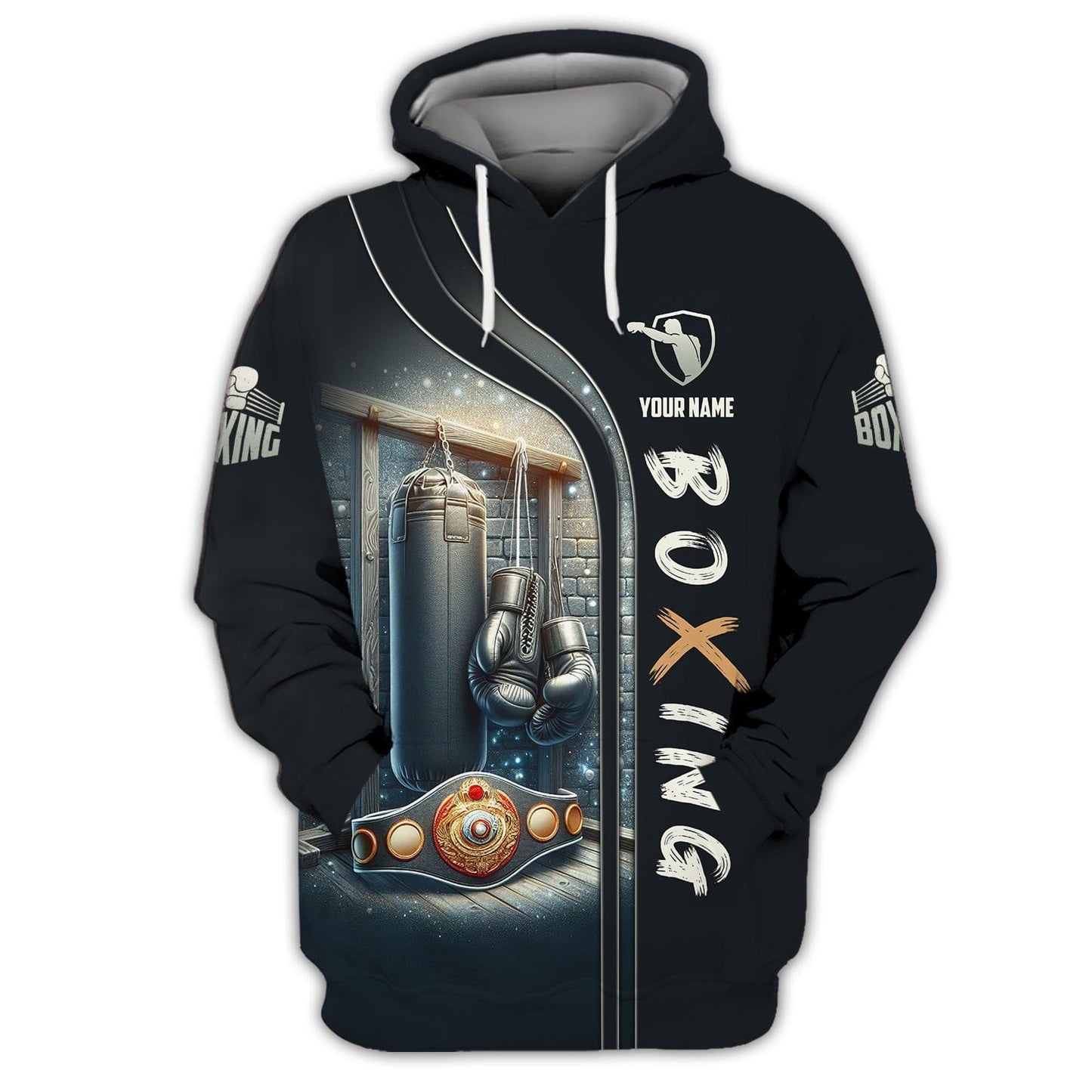 Boxing Personalized Name 3D Zipper Hoodie Custom Gift For Boxer Lovers, All Over Printed