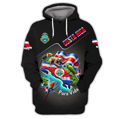 Pura Vida 3D Full Print Map Of Costa Rica Shirts, All Over Printed