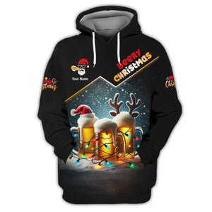 3D Full Print Beery Christmas Shirts Personalized Name Gift For Beer Lovers, All Over Printed