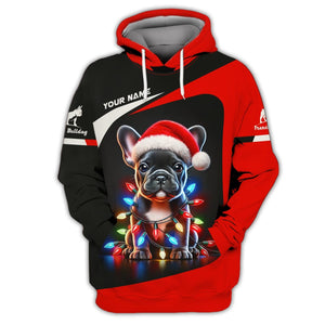 French Bulldog Merry Christmas Custom Name 3D Shirt Gift For Dog Lover, All Over Printed