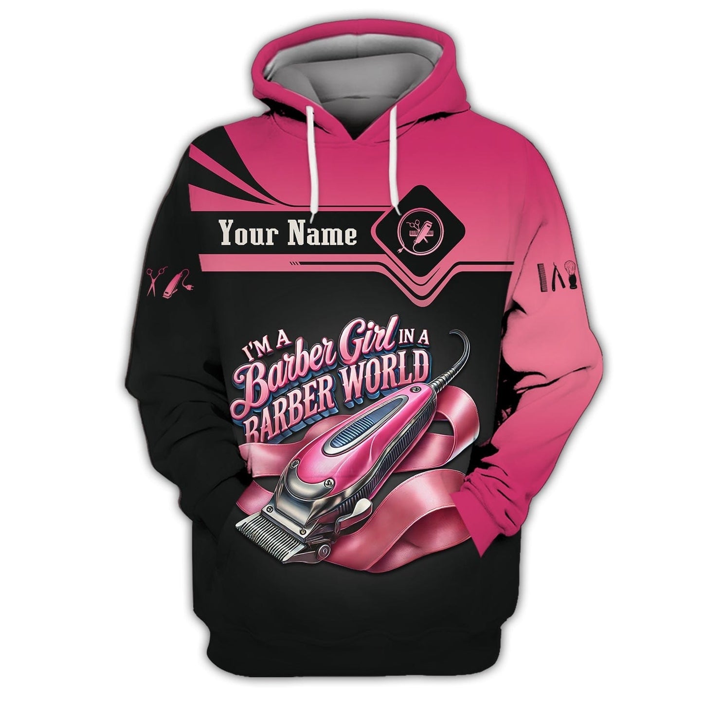 3D Full Print I'm Barber Girl In A Barber World T-Shirts Personalized Name Gift For Barber Lovers, All Over Printed
