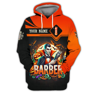 Happy Halloween Custom Name 3D T-Shirts Dracula Barber Shirt Gift For Barber Lovers, All Over Printed